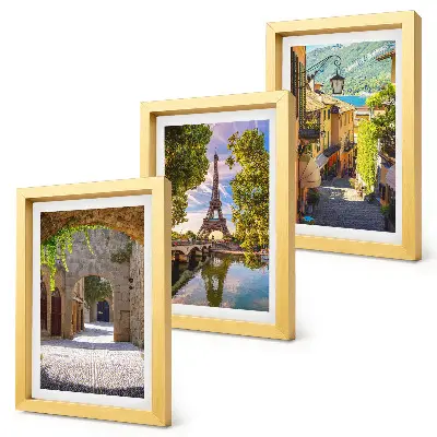 Trittico incorniciato con strade incantevoli, architettura storica e Torre Eiffel
