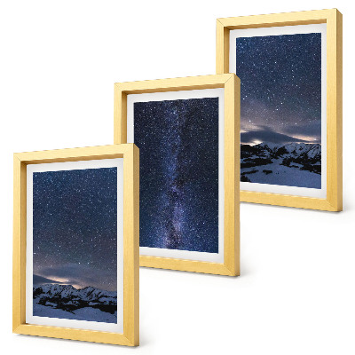 Composizione di 3 quadri Cielo notturno stellato e paesaggio montano