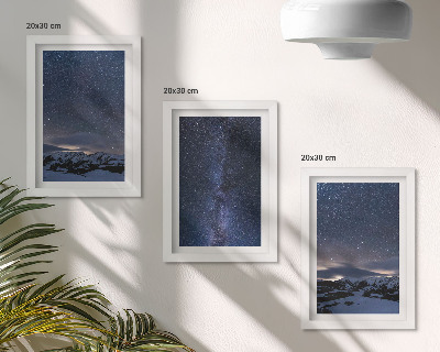 Composizione di 3 quadri Cielo notturno stellato e paesaggio montano