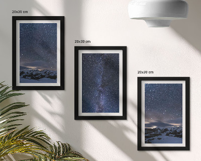 Composizione di 3 quadri Cielo notturno stellato e paesaggio montano