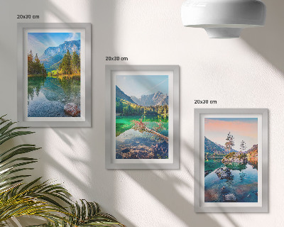 Composizione di 3 quadri Laghi di montagna con acqua e paesaggi naturali circostanti