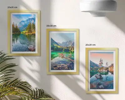 Composizione di 3 quadri con laghi di montagna e paesaggi naturali