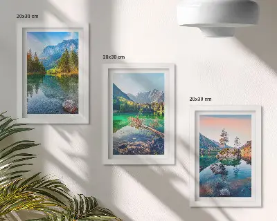 Composizione di 3 quadri con laghi di montagna e paesaggi naturali