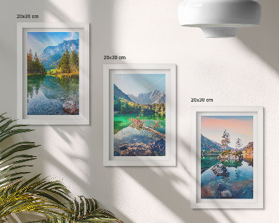 Composizione di 3 quadri Laghi di montagna con acqua e paesaggi naturali circostanti