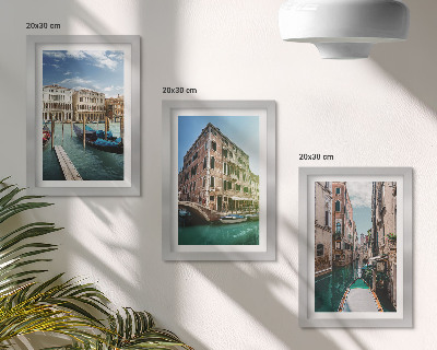 Trittico incorniciato Vedute di Venezia con canali e architettura urbana