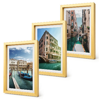 Trittico incorniciato Vedute di Venezia con canali e architettura urbana
