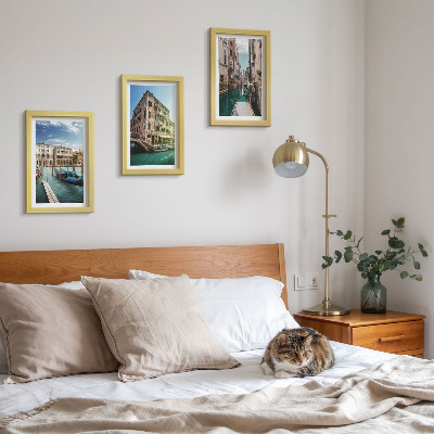 Trittico incorniciato Vedute di Venezia con canali e architettura urbana