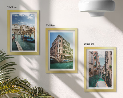 Trittico incorniciato Vedute di Venezia con canali e architettura urbana