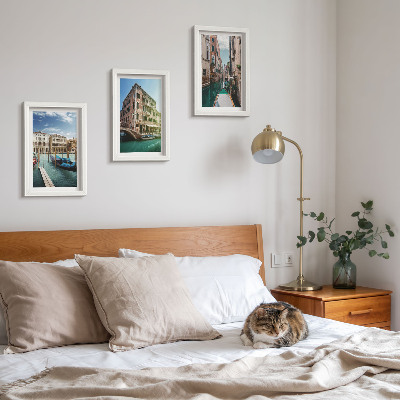 Trittico incorniciato Vedute di Venezia con canali e architettura urbana