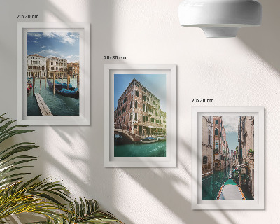 Trittico incorniciato Vedute di Venezia con canali e architettura urbana