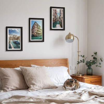 Trittico incorniciato Vedute di Venezia con canali e architettura urbana