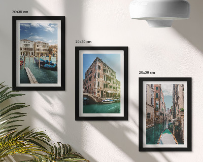Trittico incorniciato Vedute di Venezia con canali e architettura urbana