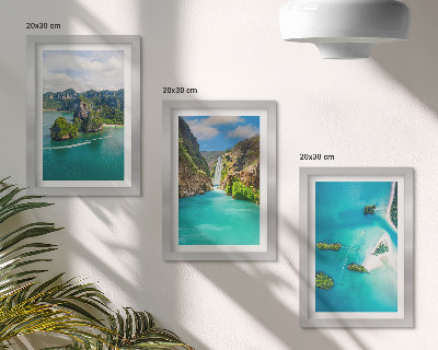 Trittico incorniciato Paesaggi tropicali con isole e acque turchesi