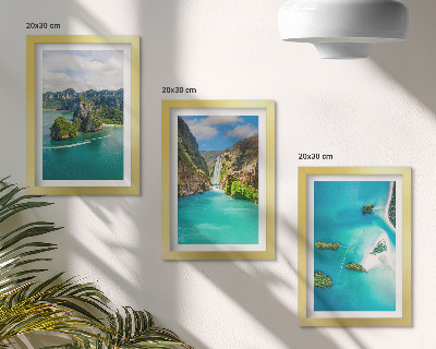 Trittico incorniciato Paesaggi tropicali con isole e acque turchesi