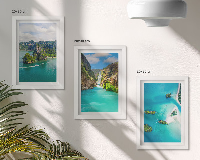 Trittico incorniciato Paesaggi tropicali con isole e acque turchesi