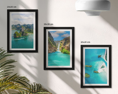 Trittico incorniciato Paesaggi tropicali con isole e acque turchesi