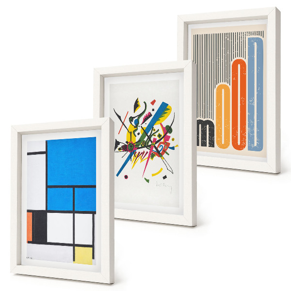 Composizione di 3 quadri Composizioni astratte moderne con forme geometriche