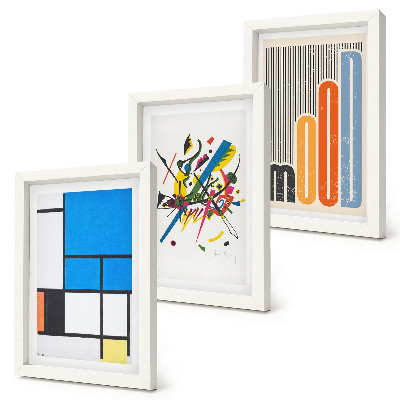 Composizione di 3 quadri Composizioni astratte moderne con forme geometriche