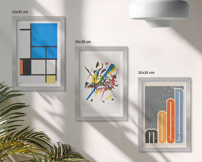 Composizione di 3 quadri Composizioni astratte moderne con forme geometriche