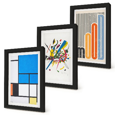 Composizione di 3 quadri Composizioni astratte moderne con forme geometriche