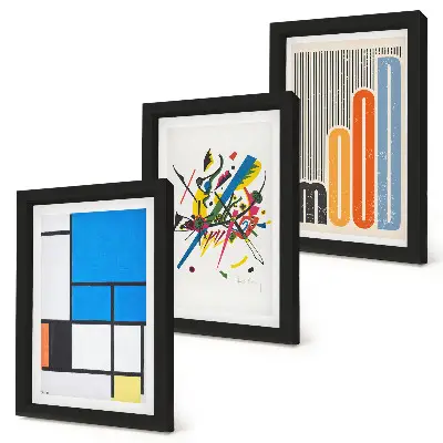 Composizione di 3 quadri con forme geometriche astratte moderne