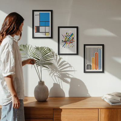 Composizione di 3 quadri Composizioni astratte moderne con forme geometriche