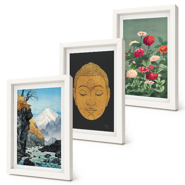Trittico incorniciato Natura e cultura giapponese, stile giapponese