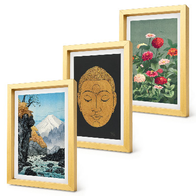 Trittico incorniciato Natura e cultura giapponese, stile giapponese