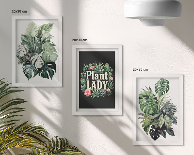 Trittico incorniciato Piante tropicali con la scritta 
