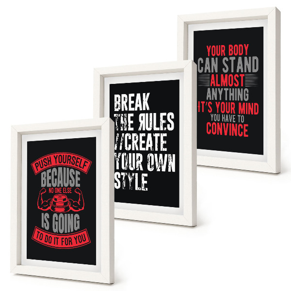 Composizione di 3 quadri Slogan motivazionali per la formazione e lo sviluppo personale