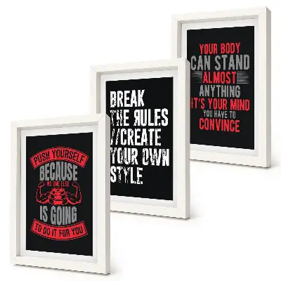 Composizione di 3 quadri con slogan motivazionali per la formazione e lo sviluppo personale
