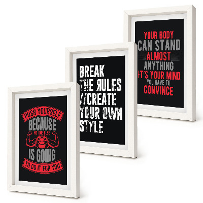 Composizione di 3 quadri Slogan motivazionali per la formazione e lo sviluppo personale