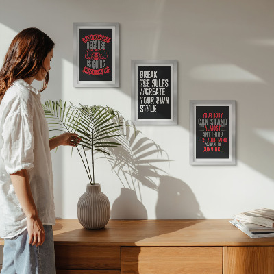Composizione di 3 quadri Slogan motivazionali per la formazione e lo sviluppo personale