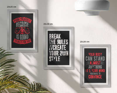 Composizione di 3 quadri Slogan motivazionali per la formazione e lo sviluppo personale