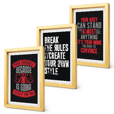 Composizione di 3 quadri Slogan motivazionali per la formazione e lo sviluppo personale