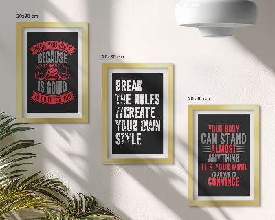 Composizione di 3 quadri Slogan motivazionali per la formazione e lo sviluppo personale