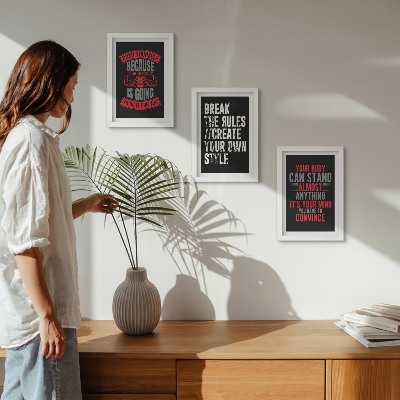 Composizione di 3 quadri Slogan motivazionali per la formazione e lo sviluppo personale