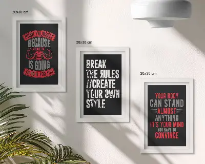 Composizione di 3 quadri con slogan motivazionali per la formazione e lo sviluppo personale