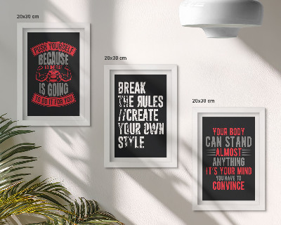 Composizione di 3 quadri Slogan motivazionali per la formazione e lo sviluppo personale