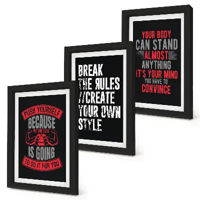 Composizione di 3 quadri con slogan motivazionali per la formazione e lo sviluppo personale
