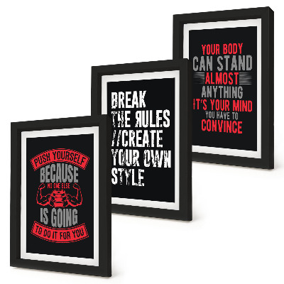 Composizione di 3 quadri Slogan motivazionali per la formazione e lo sviluppo personale