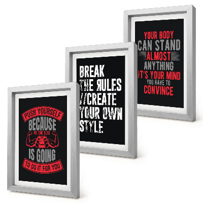 Composizione di 3 quadri Slogan motivazionali per la formazione e lo sviluppo personale