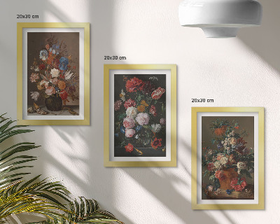 Composizione di 3 quadri Fiori in vaso, varie composizioni floreali vintage