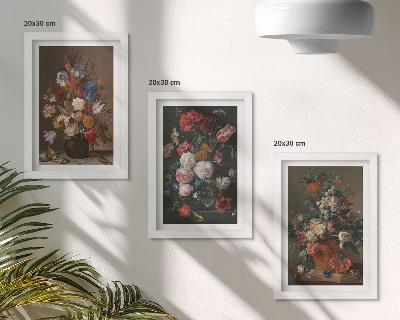Composizione di 3 quadri Fiori in vaso, varie composizioni floreali vintage
