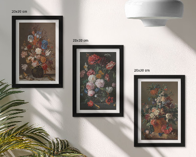 Composizione di 3 quadri Fiori in vaso, varie composizioni floreali vintage