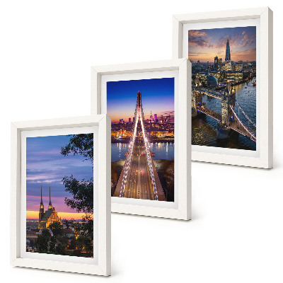 Trittico incorniciato Panorami della città con ponti e tramonti