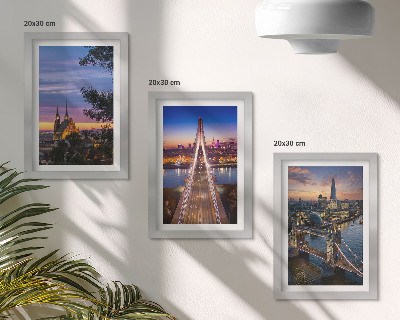 Trittico incorniciato Panorami della città con ponti e tramonti
