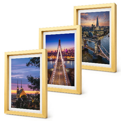 Trittico incorniciato Panorami della città con ponti e tramonti