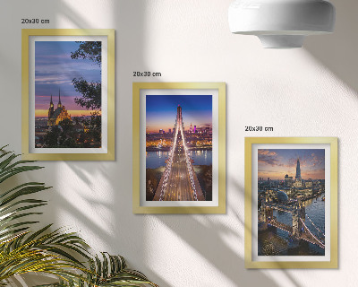 Trittico incorniciato Panorami della città con ponti e tramonti