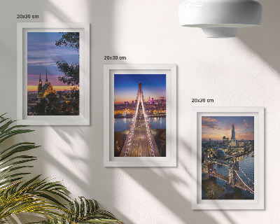 Trittico incorniciato Panorami della città con ponti e tramonti